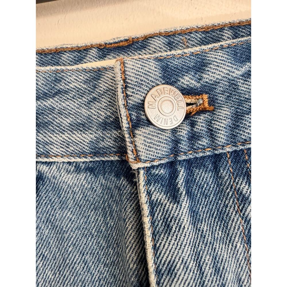 Madewell Relaxed Denim Mini Short Blue Raw Hem Sz 24 - Picture 2 of 7